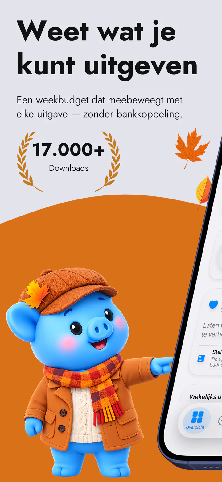 Het overzichtsscherm van de app, met wat je deze week nog kunt uitgeven